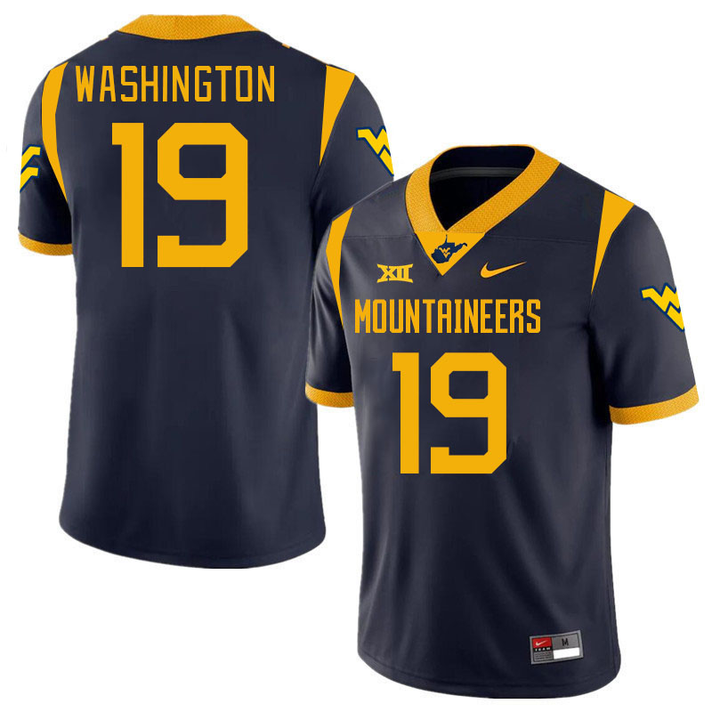 #19 Key'on Washington West Virginia Mountaineers College 2024 New Uniforms Football Jerseys Stitched Sale-Navy